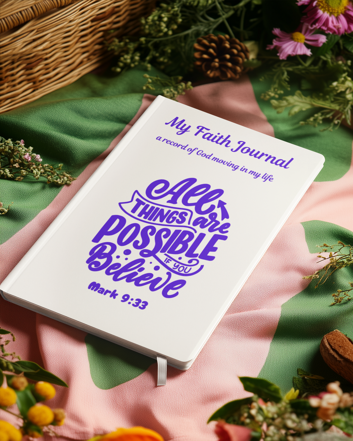 Faith Journal Hardcover — "All Things Are Possible" (Mark 9:23) Lined Notebook for Prayer & Devotion