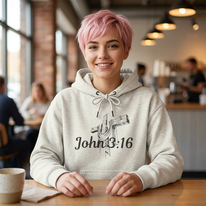 John 3:16 Cross Hoodie - Christian Faith Pullover