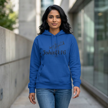 John 3:16 Cross Hoodie - Christian Faith Pullover