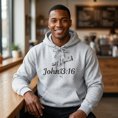John 3:16 Cross Hoodie - Christian Faith Pullover