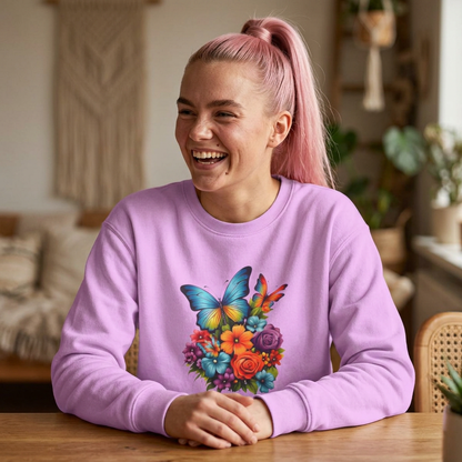 Butterfly Floral Crewneck Sweatshirt