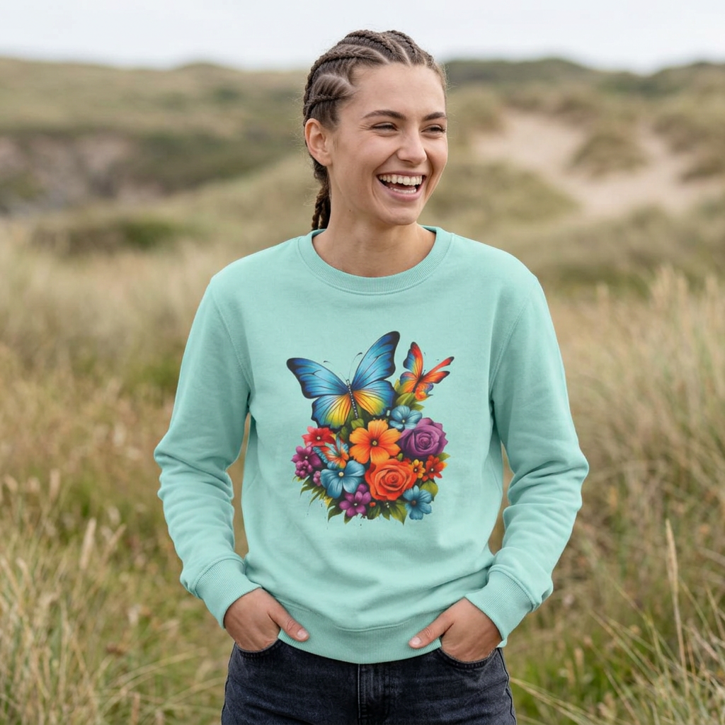 Butterfly Floral Crewneck Sweatshirt