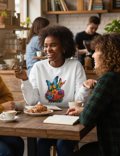 Butterfly Floral Crewneck Sweatshirt