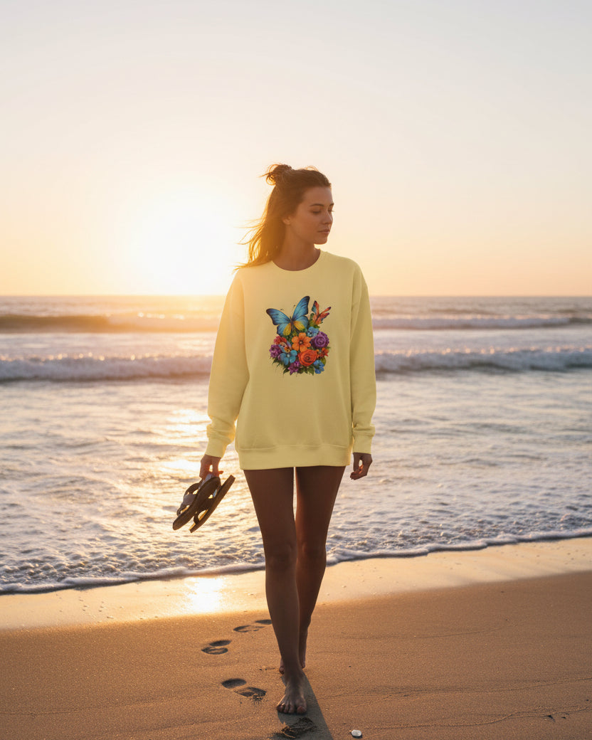 Butterfly Floral Crewneck Sweatshirt
