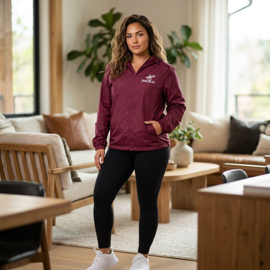 Windbreaker Jacket — John 3:16 & Cross Chest Logo