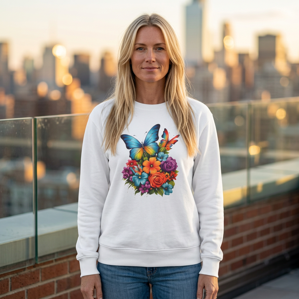 Butterfly Floral Crewneck Sweatshirt