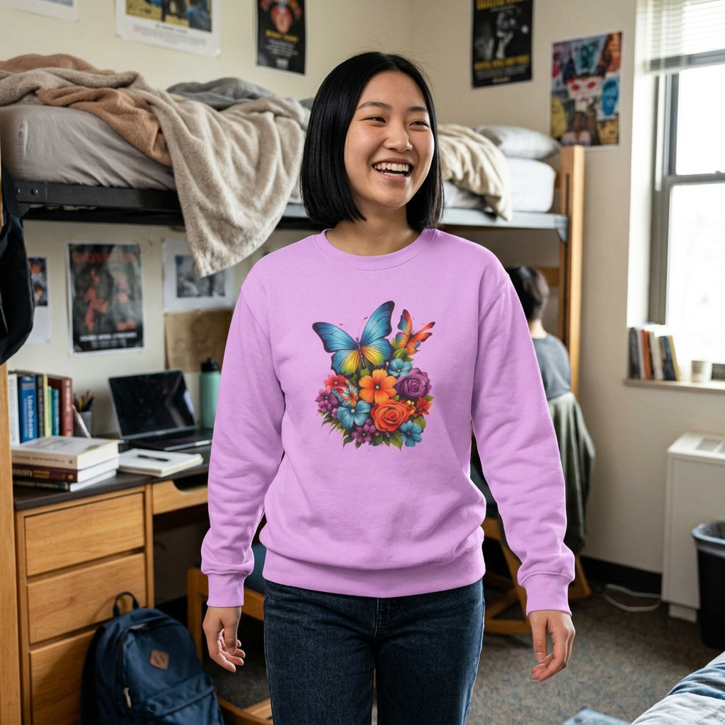 Butterfly Floral Crewneck Sweatshirt