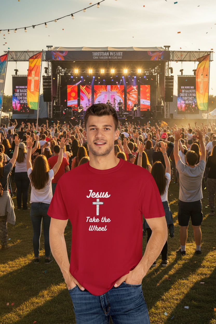 Jesus Take the Wheel Unisex Garment-Dyed T-Shirt - Faith-Inspired Casual Wear