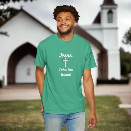 Jesus Take the Wheel Unisex Garment-Dyed T-Shirt - Faith-Inspired Casual Wear