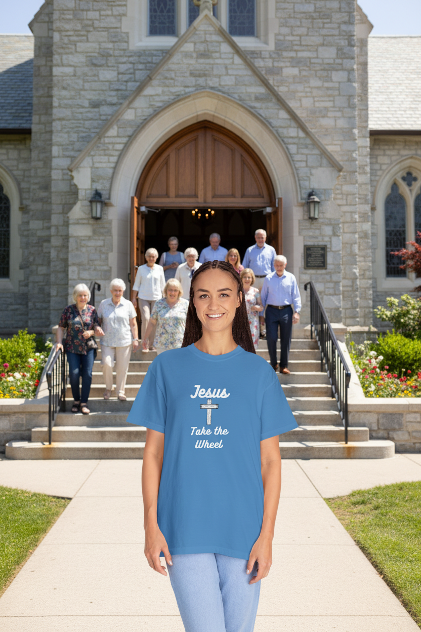 Jesus Take the Wheel Unisex Garment-Dyed T-Shirt - Faith-Inspired Casual Wear