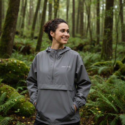 Packable Anorak Jacket — Minimal Reflective "John 3:16" Logo Windbreaker