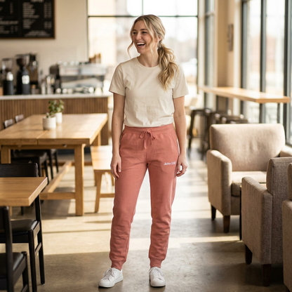 Embroidered Cozy Sweatpants — Casual Fleece Joggers with John 3:16 Script Logo