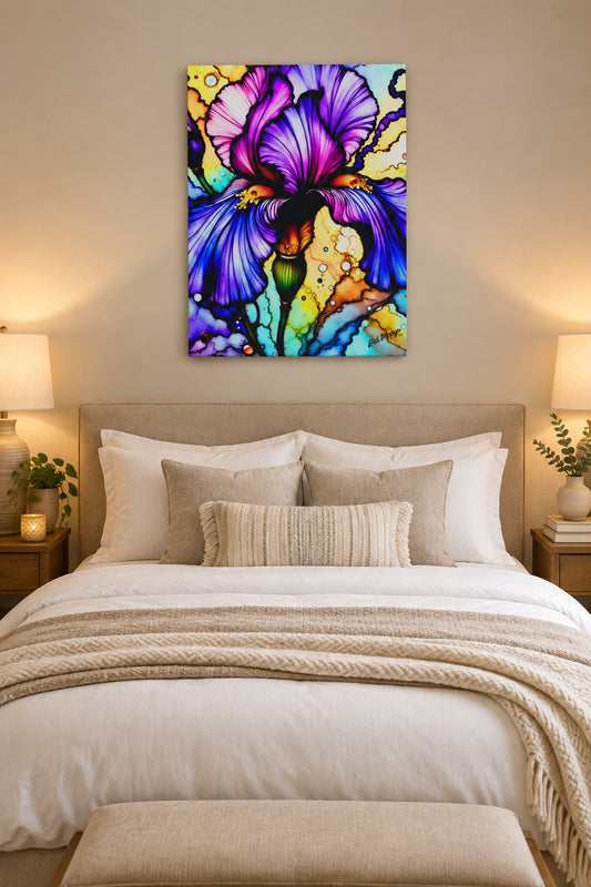 Stained Glass Iris Canvas