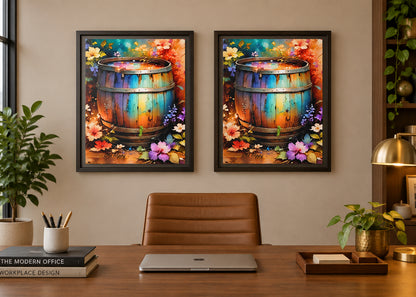 "The Barrel of Forgotten Wishes" Framed Canvas Wall Art