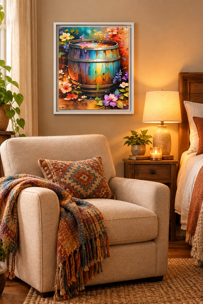 "The Barrel of Forgotten Wishes" Framed Canvas Wall Art