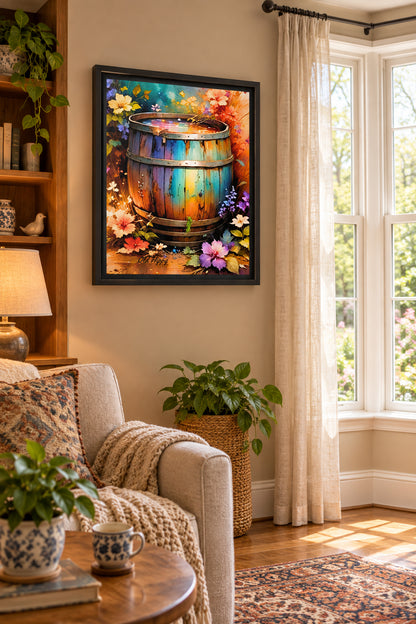 "The Barrel of Forgotten Wishes" Framed Canvas Wall Art