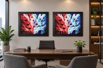Cherry Duality Fire and Ice Framed Poster