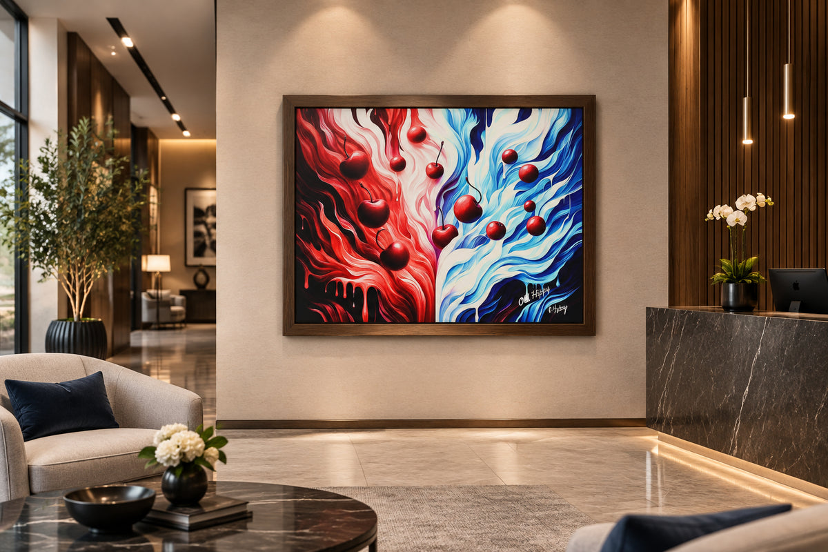 Cherry Duality Fire and Ice Framed Poster