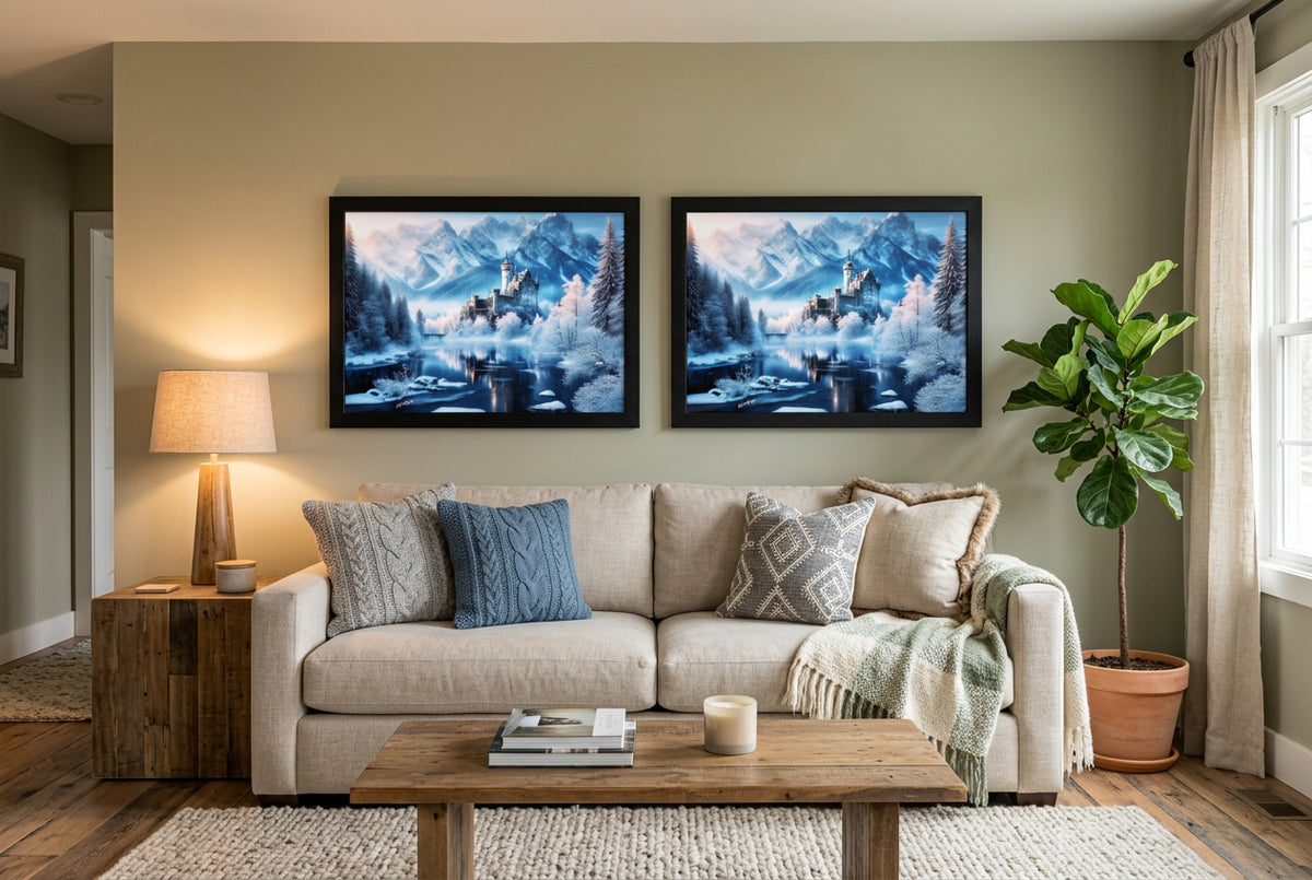 Winter Castle Wood Framed Poster