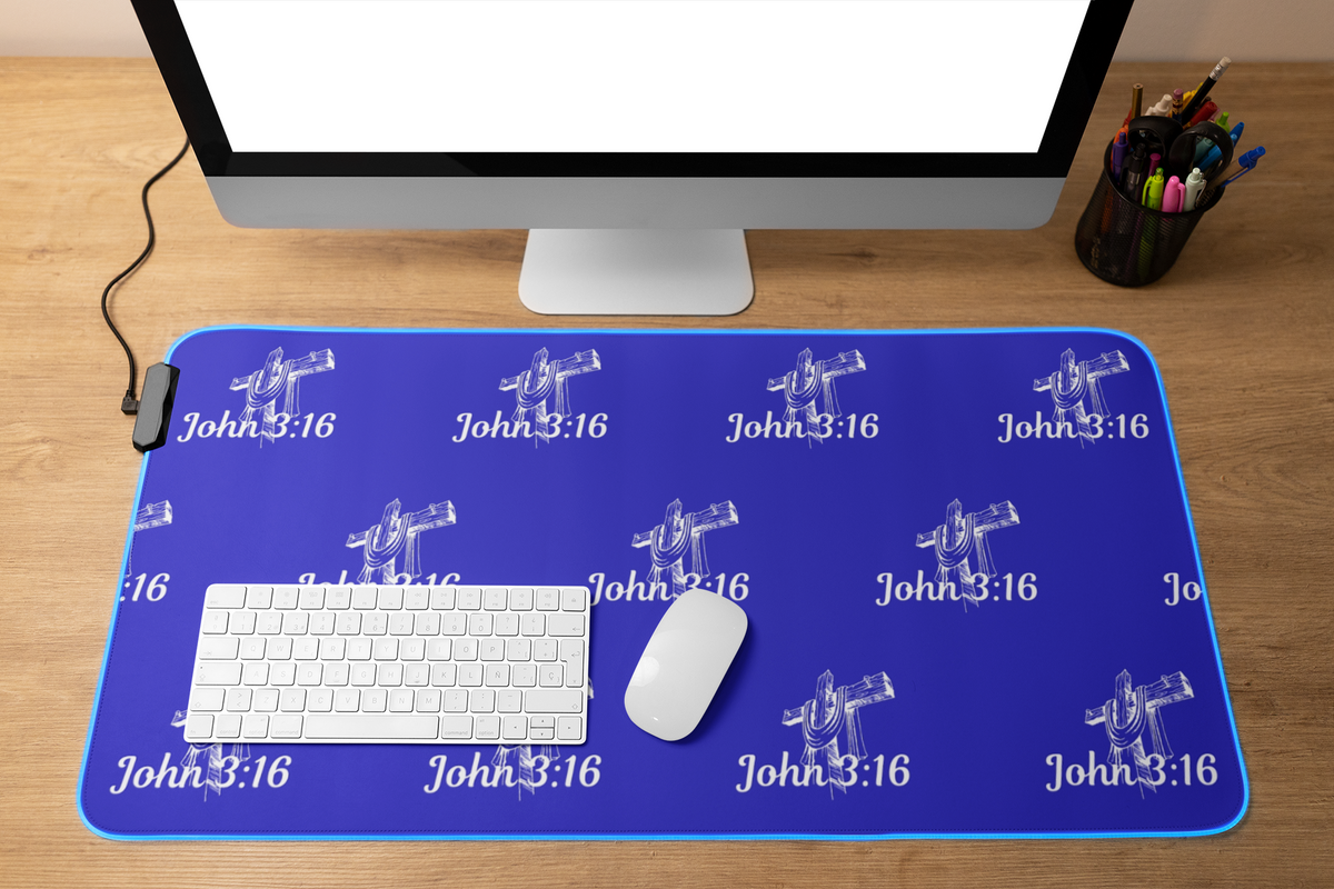 John 3:16 Christian Cross Desk Mat