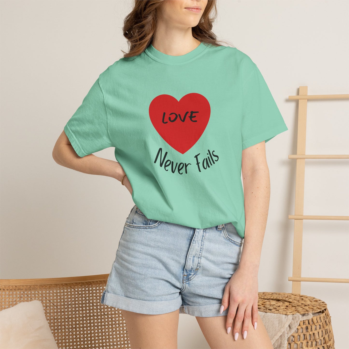 Love Never Fails 1 Corinthians 13 T-Shirt — Faith Scripture Tee