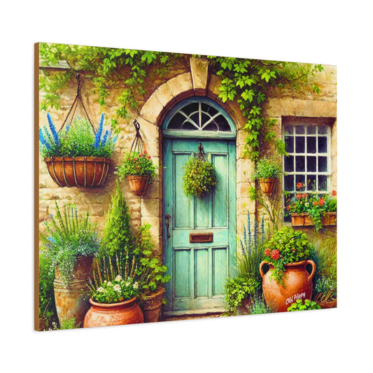 Serenity at the Cottage Door AI Canvas Art by Old Hippy