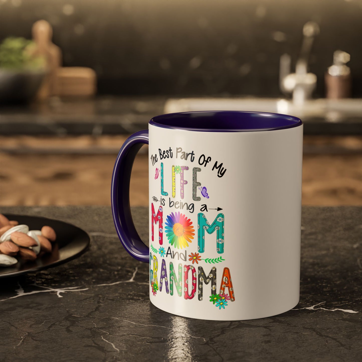 Mom and Grandma Colorful Ceramic Mug — "The Best Part of My Life is Being a Mom and Grandma" (11oz/15oz)