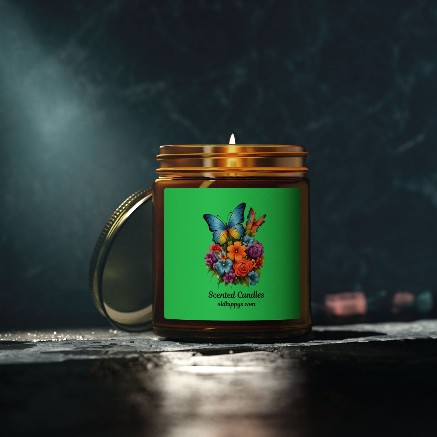 Scented Candle — Coconut Apricot Wax (4oz & 9oz) with Floral Butterfly Label