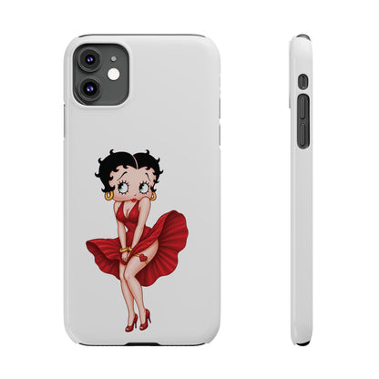 Betty Boop Red Dress Slim iPhone Case — Retro Pin-Up Cartoon Phone Cover