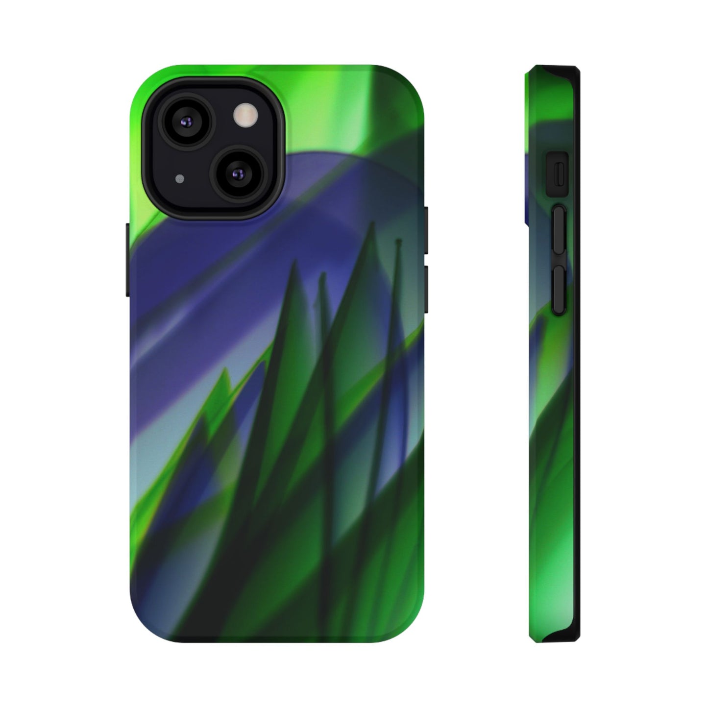 — Green Blue Abstract Wave Design Impact-Resistant Phone Case