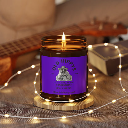 Old Hippys Essential Oil Scented Soy Candle — Amber Jar Aromatherapy Candle (Multi-Size)