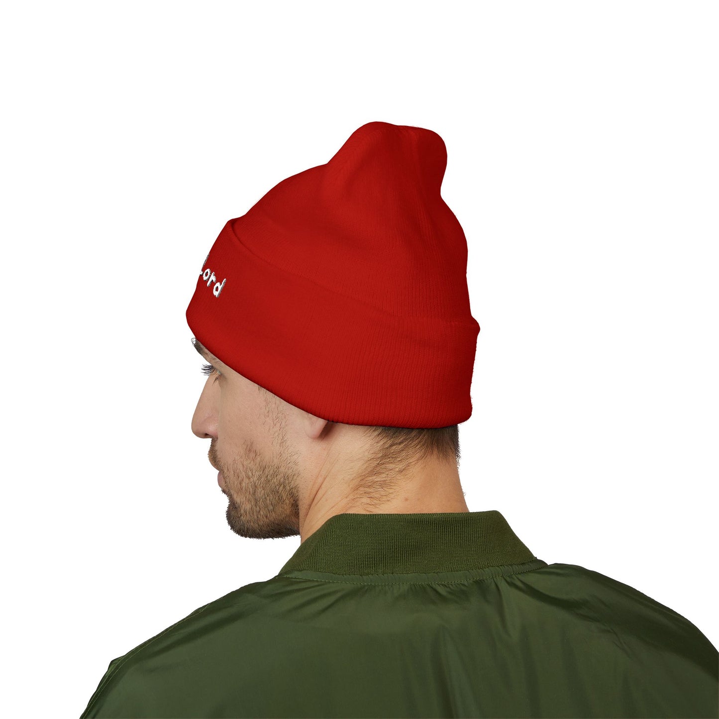 Embroidered 'Jesus is Lord' Cuffed Beanie — Christian Faith Knit Hat