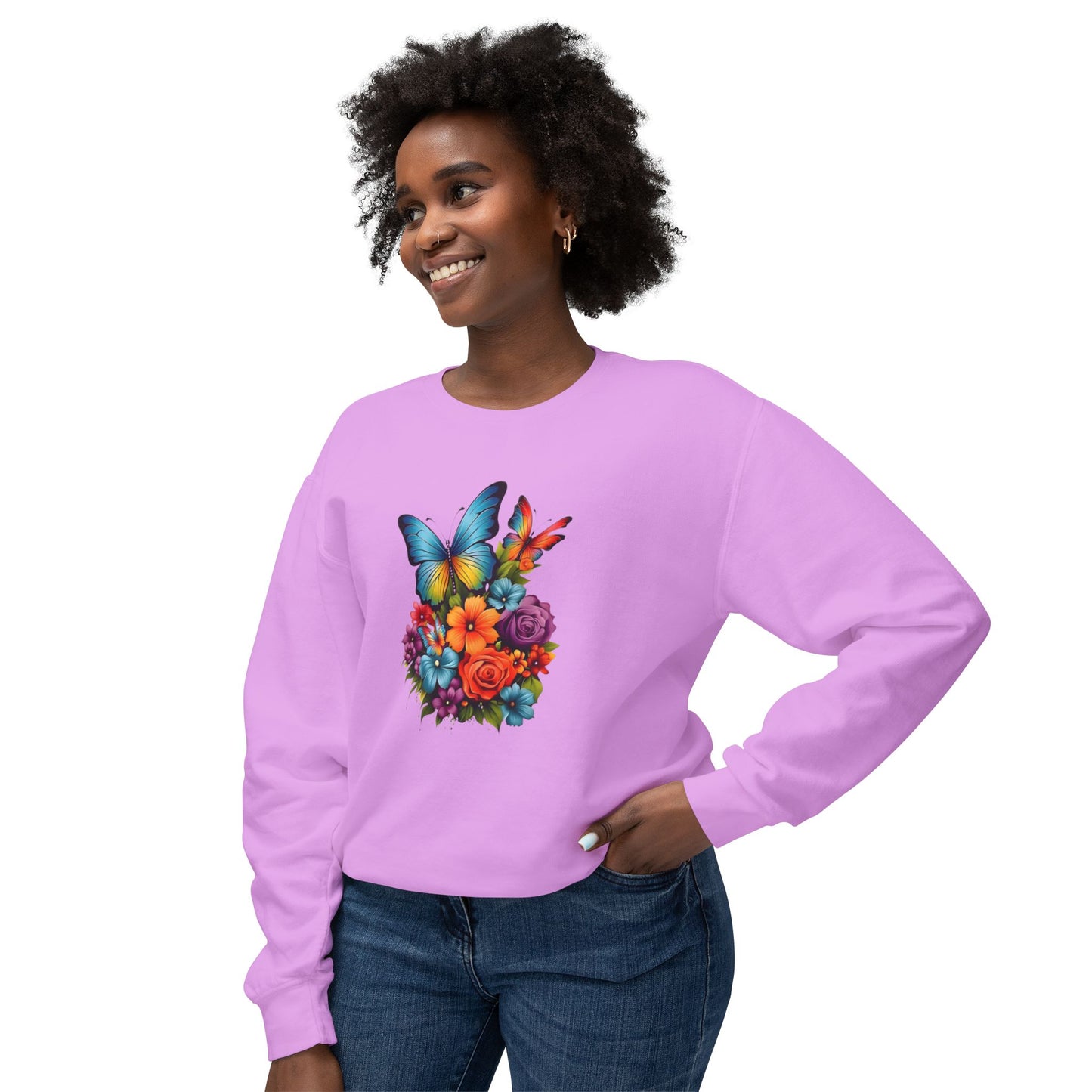 Butterfly Floral Crewneck Sweatshirt