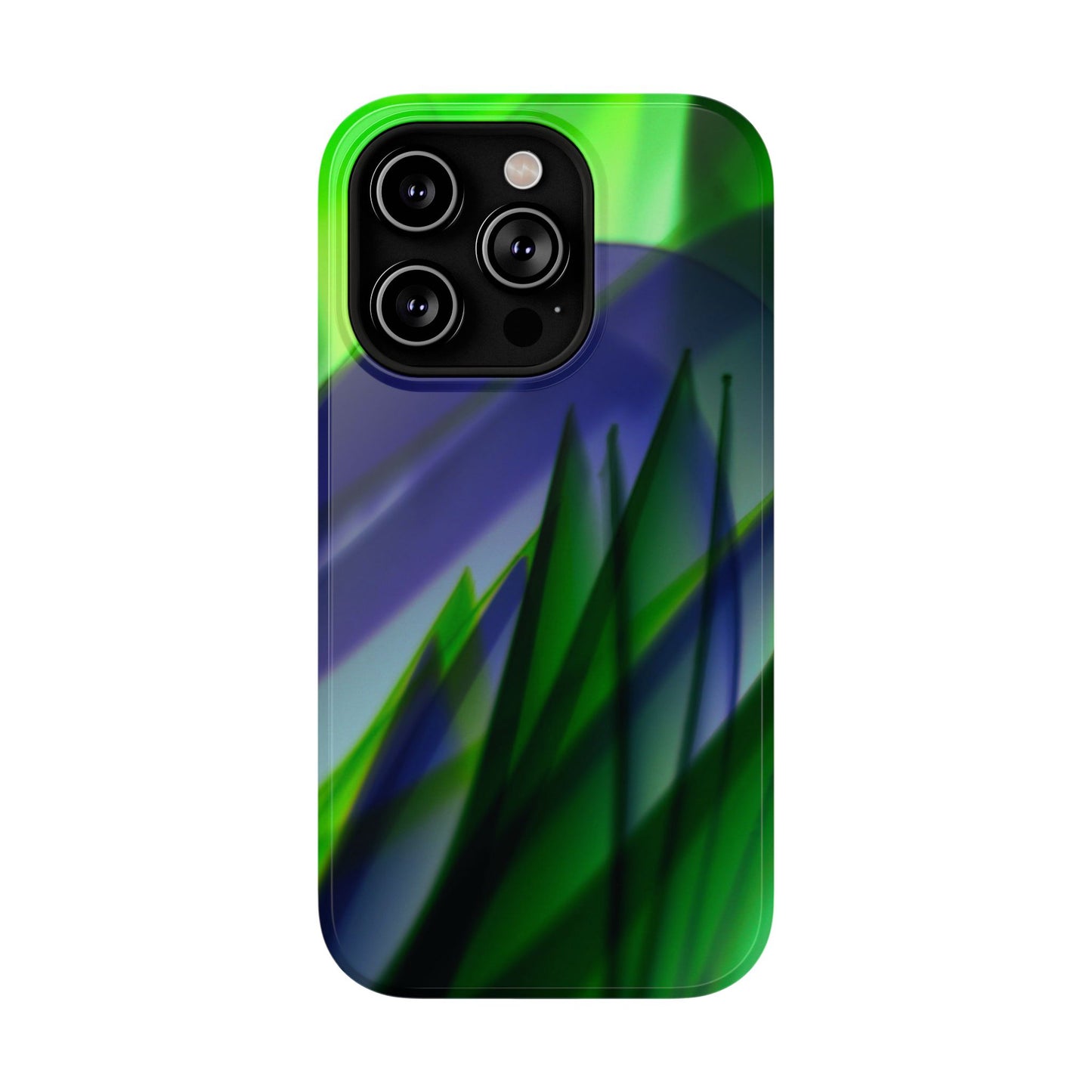 — Green Blue Abstract Wave Design Impact-Resistant Phone Case