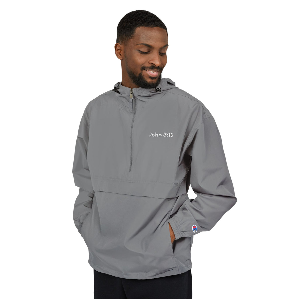 Packable Anorak Jacket — Minimal Reflective "John 3:16" Logo Windbreaker