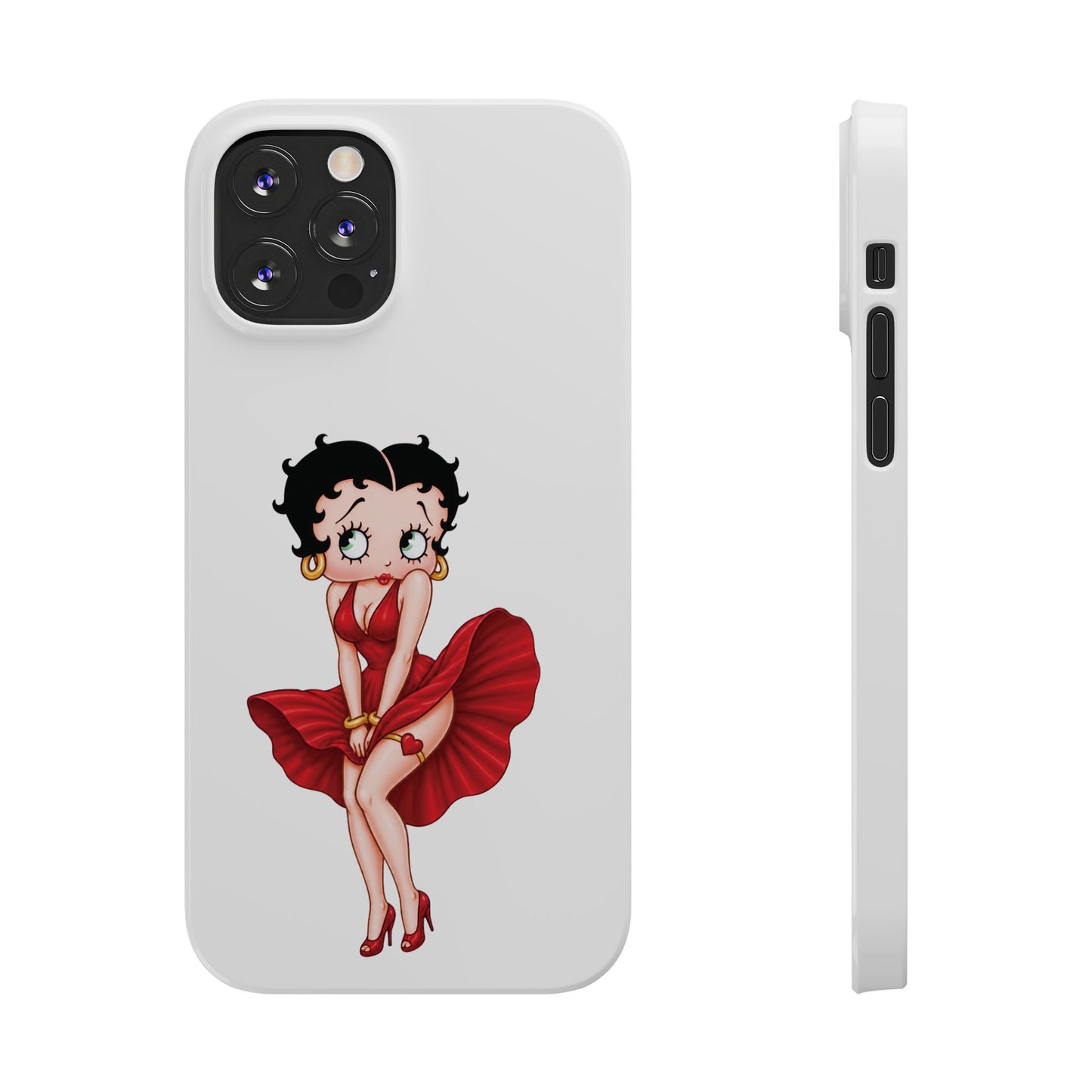 Betty Boop Red Dress Slim iPhone Case — Retro Pin-Up Cartoon Phone Cover
