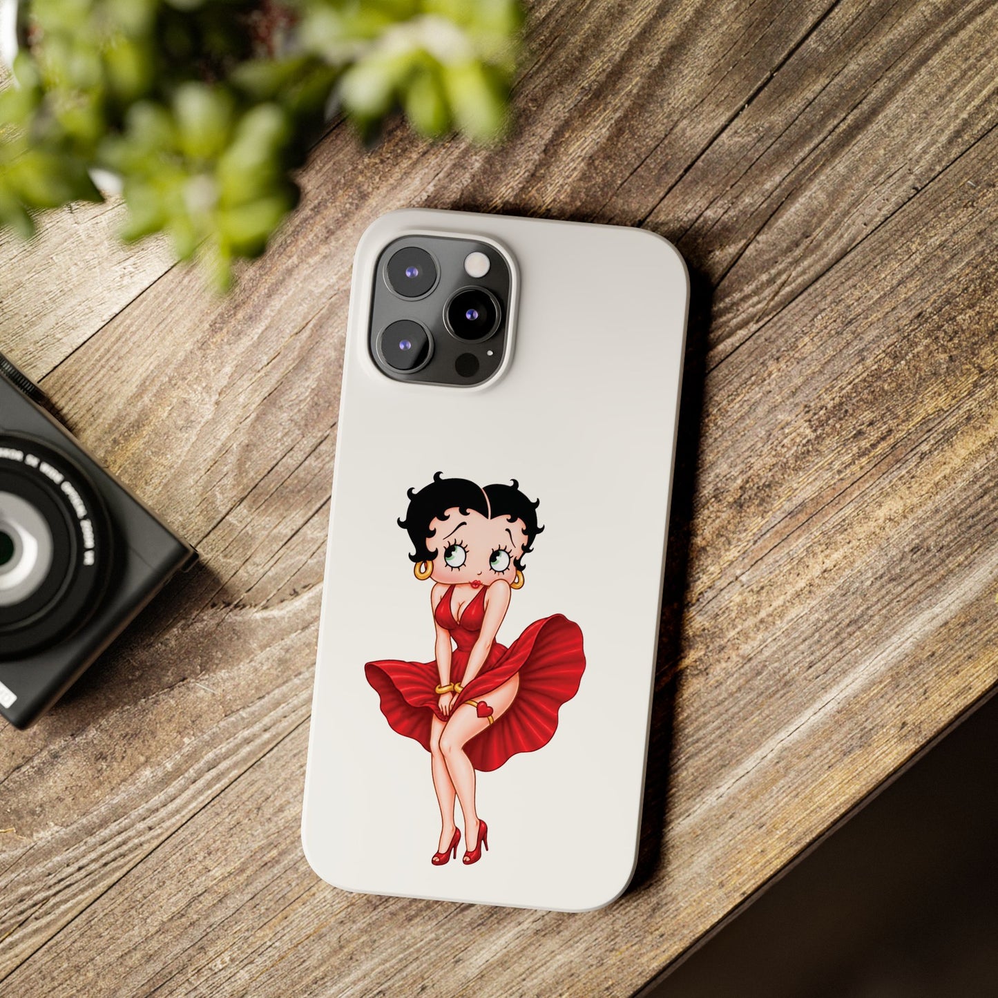 Betty Boop Red Dress Slim iPhone Case — Retro Pin-Up Cartoon Phone Cover