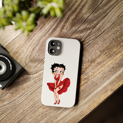 Betty Boop Red Dress Slim iPhone Case — Retro Pin-Up Cartoon Phone Cover