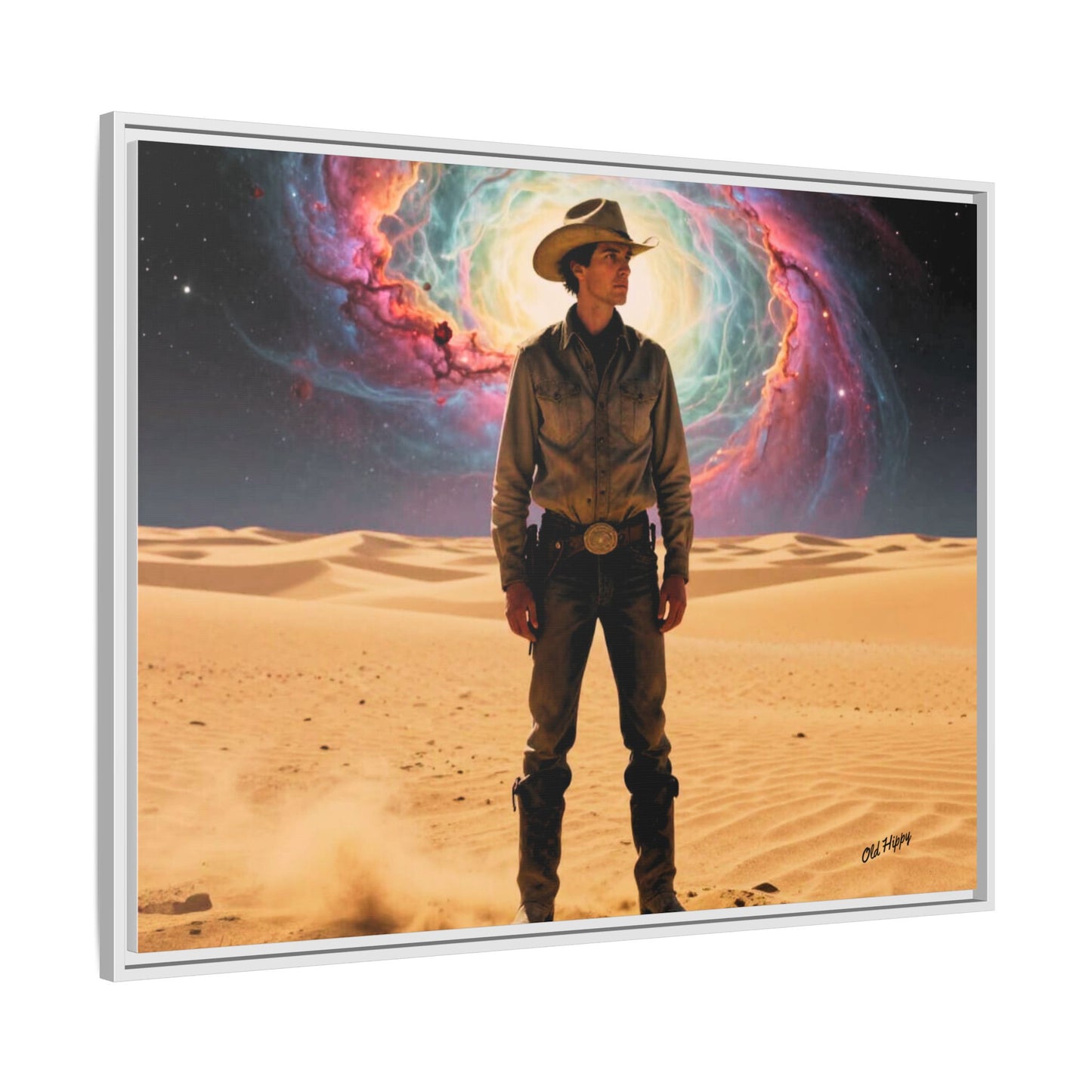 Stardust Wrangler- Framed Canvas AI Art by Old Hippy
