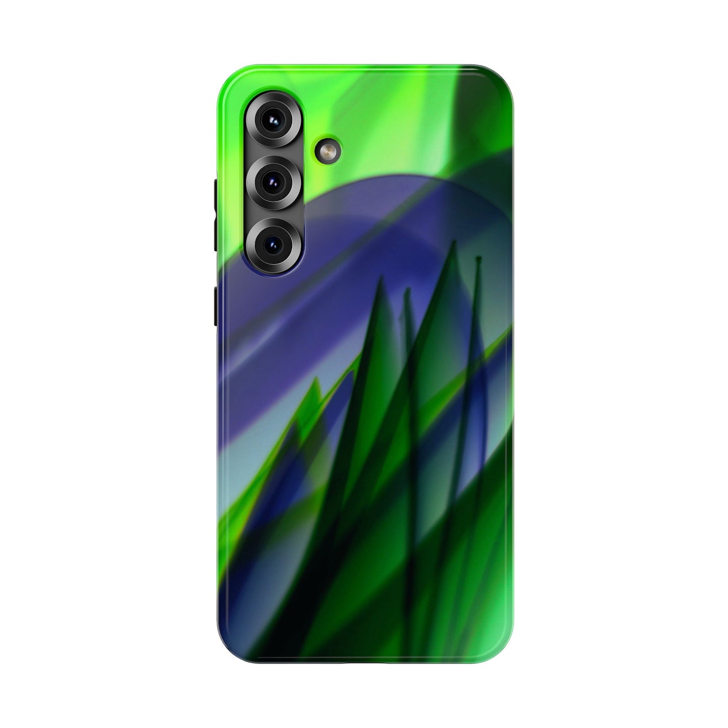 — Green Blue Abstract Wave Design Impact-Resistant Phone Case