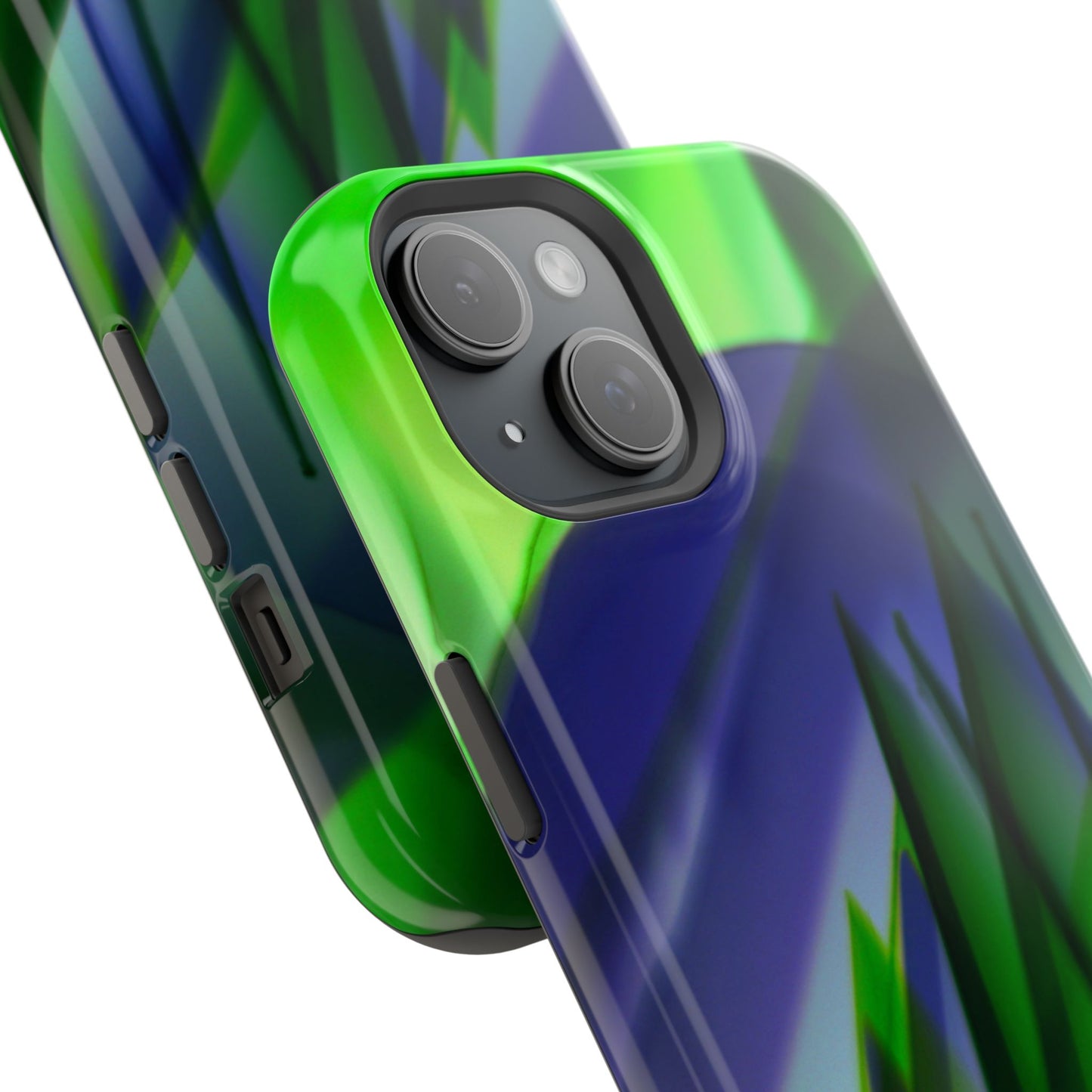 — Green Blue Abstract Wave Design Impact-Resistant Phone Case