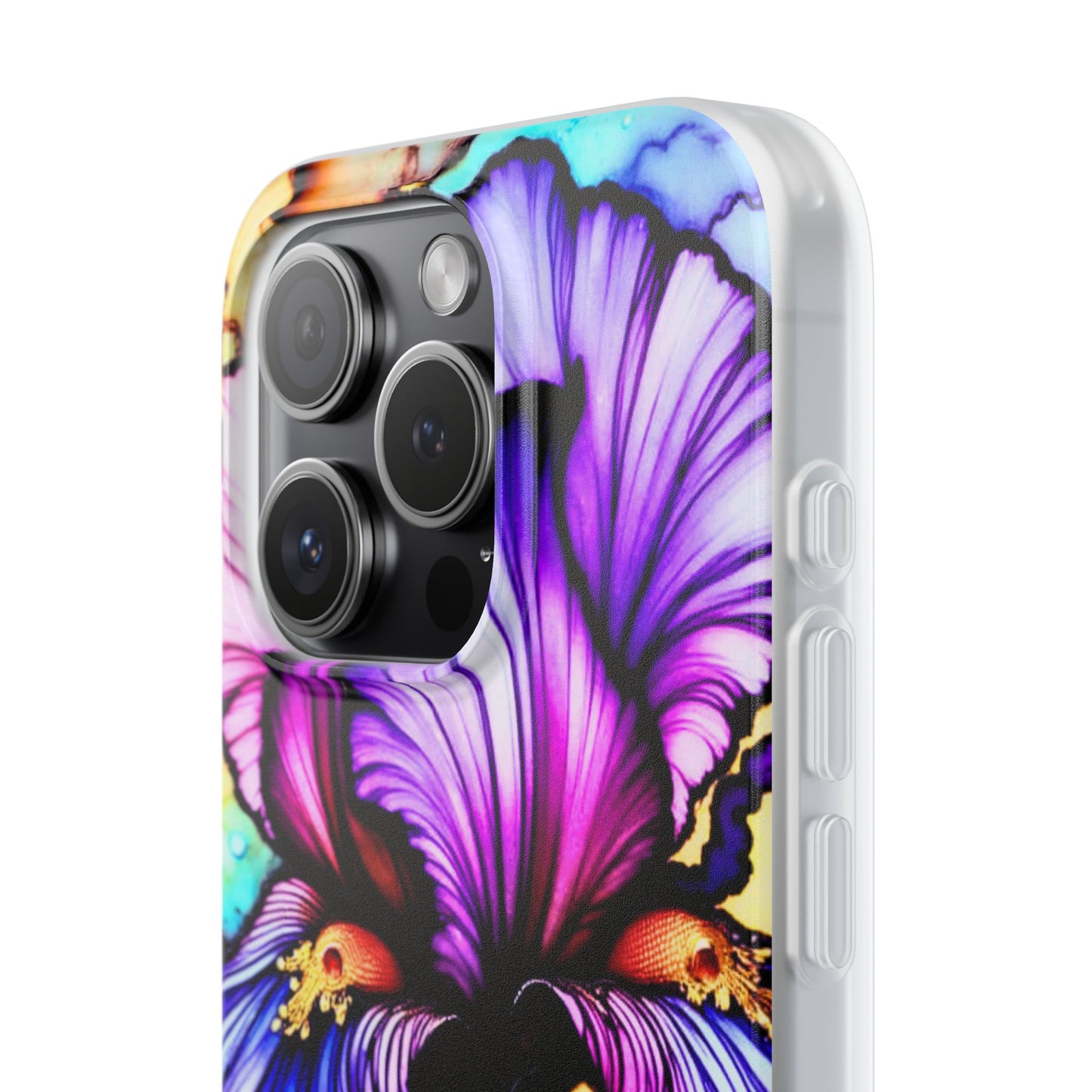 Stained Glass Iris Smartphone Case — Vibrant Purple Watercolor Phone Cover