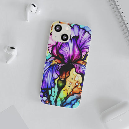 Stained Glass Iris Smartphone Case — Vibrant Purple Watercolor Phone Cover