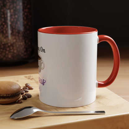 Living On Coffee and Jesus Accent Mug — Christian Coffee Cup (11/15oz)