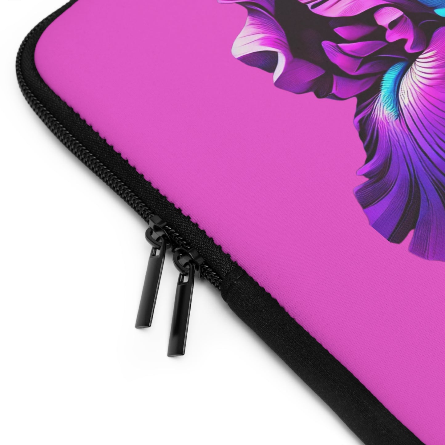 Vivid Neon Iris Laptop Sleeve — Pink Floral Protective Case