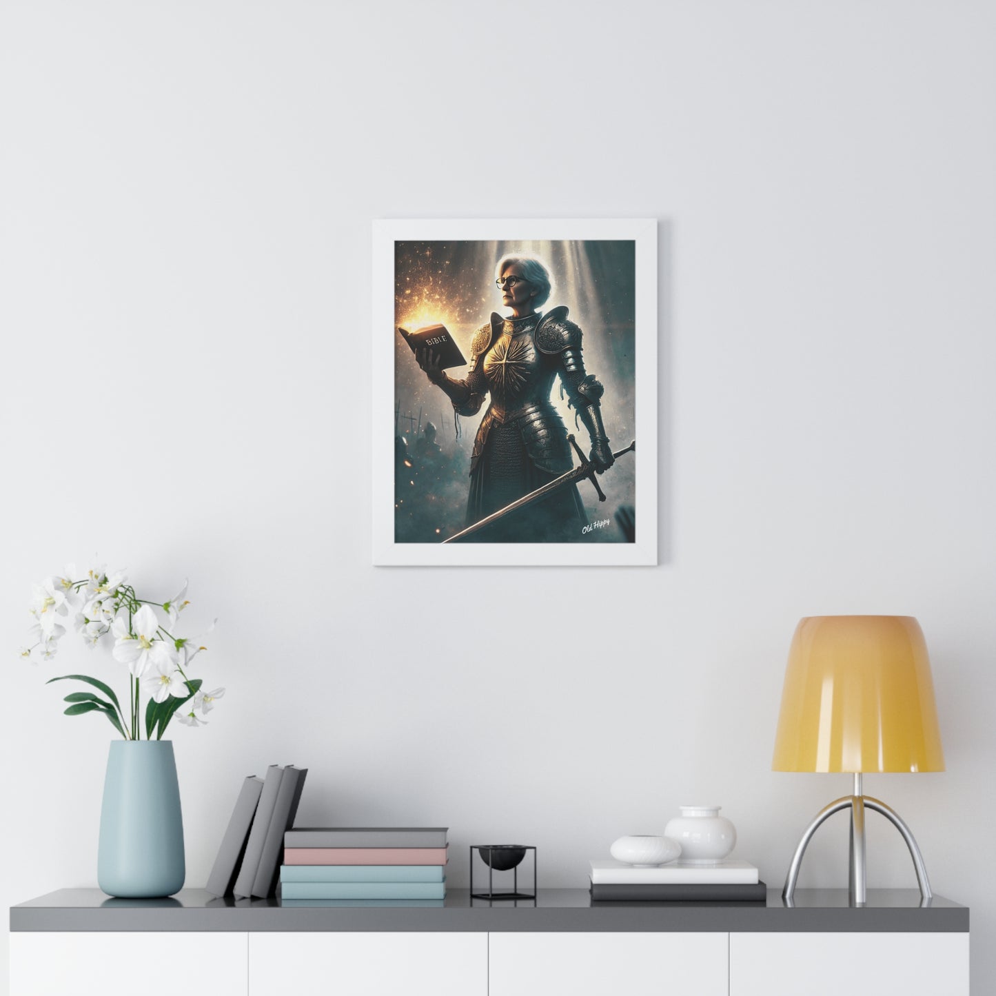 Mature Woman In Spiritual Warfare Wood Framed Poster