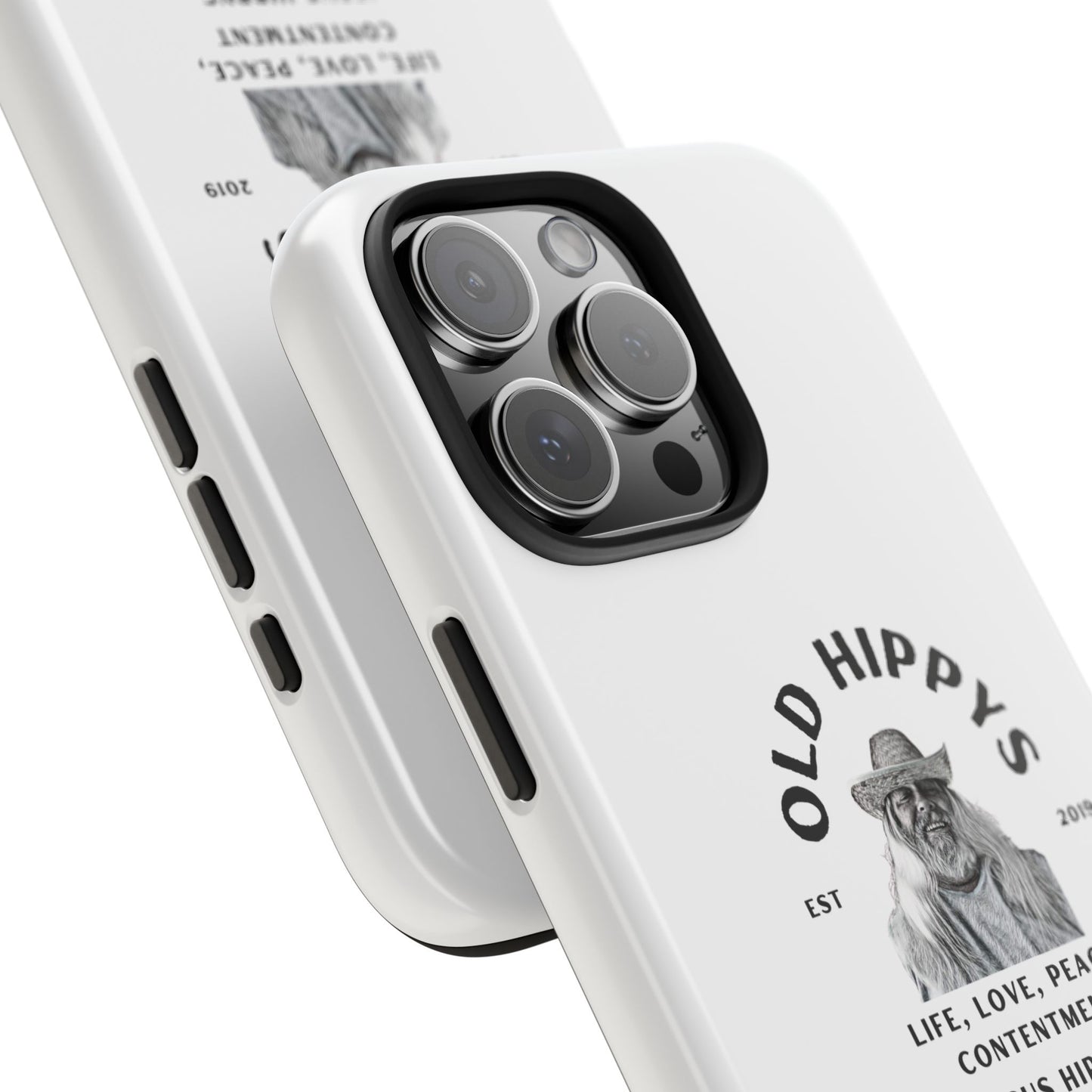 Old Hippys Phone Case — 'Life, Love, Peace, Contentment' Tough Protective Case