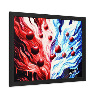 Cherry Duality Fire and Ice Framed Poster