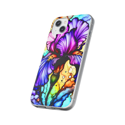 Stained Glass Iris Smartphone Case — Vibrant Purple Watercolor Phone Cover