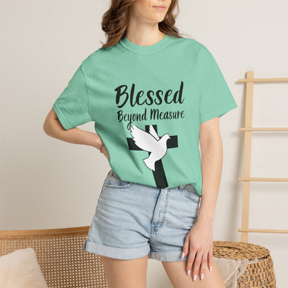 Blessed Beyond Measure T-Shirt — Christian Cross & Dove Faith Tee